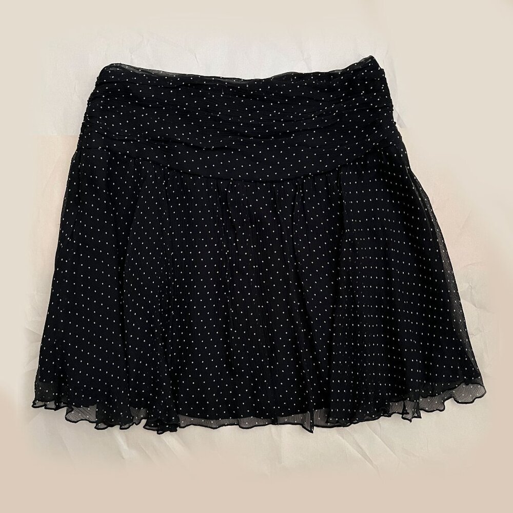 Express Y2K Black & White Polka Dot Silk Mini Skirt – Size 0